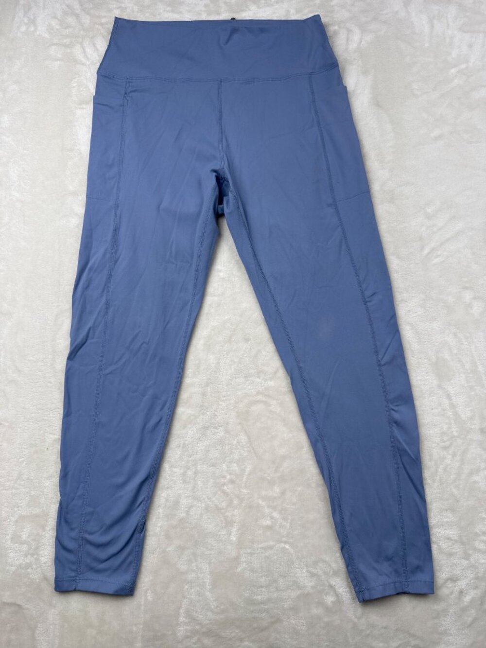 Danskin Womens Blue High-Waisted Leggings With Side Pockets Size L Lightweight
